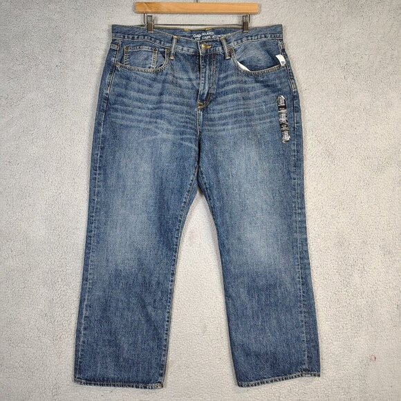 Gap Jeans Men's 38/30 Blue Denim Relaxed Coupe Decontractee Straight Leg NWT - Picture 1 of 16